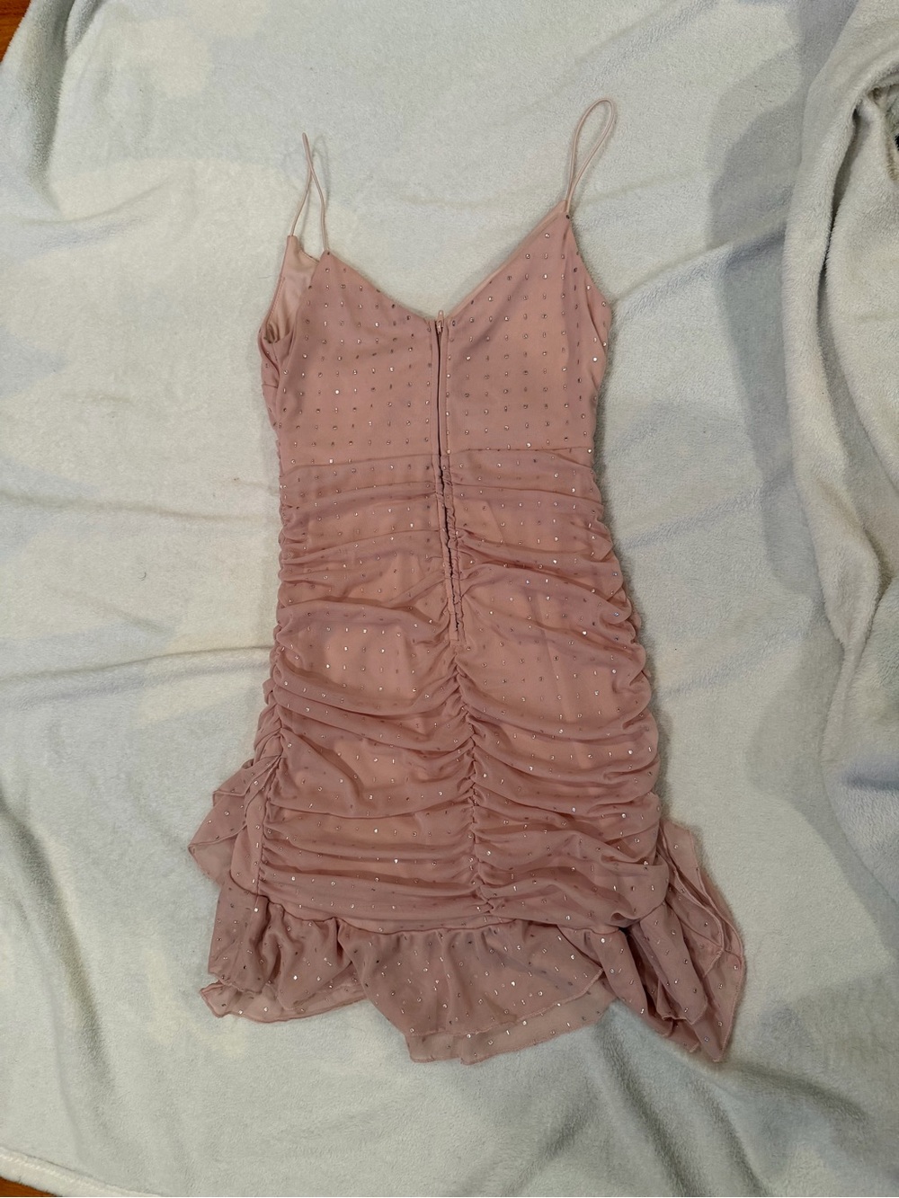 B Darlin Blush Pink Ruched Ruffle Mini Dress - Picture 2 of 4